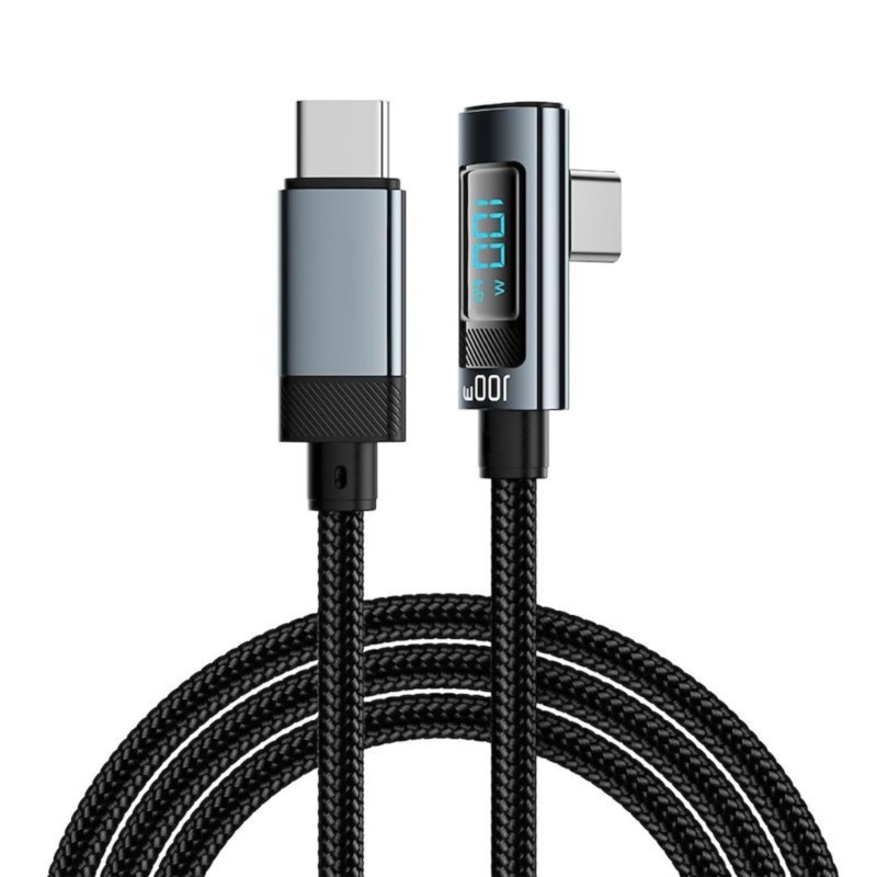 Bendable USB C Cable 100W Power Delivery with LED Screen for Type C Devices