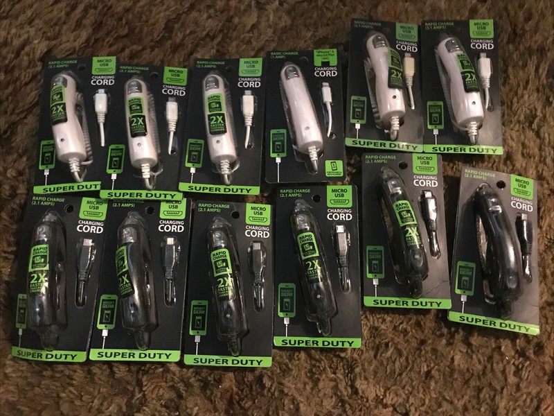 Lot Of 12 Gadget Gear SUPER DUTY Car Charger For Micro Charging Cord 2.1 A