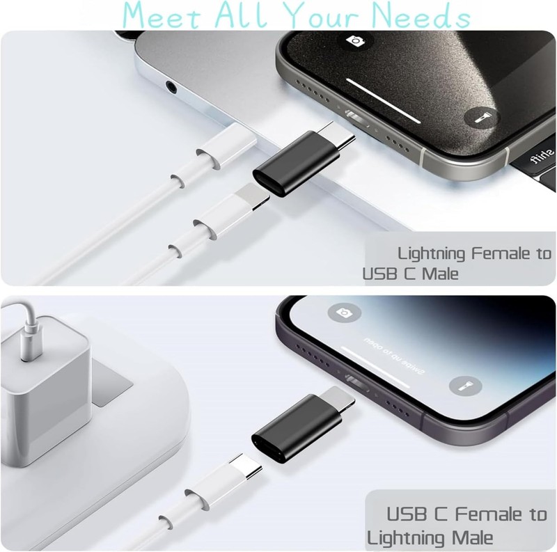 4-Pack【USB C Male to Ligh-tning】&【Light-ning USB C Black gallery