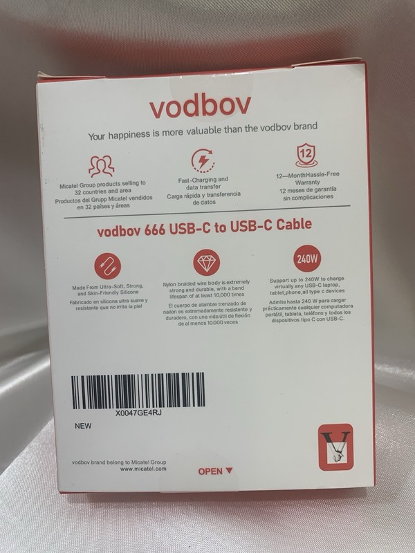 Vodvov 666 USB-C to USB-C Cable 6-foot braided 240W Max Charging gallery