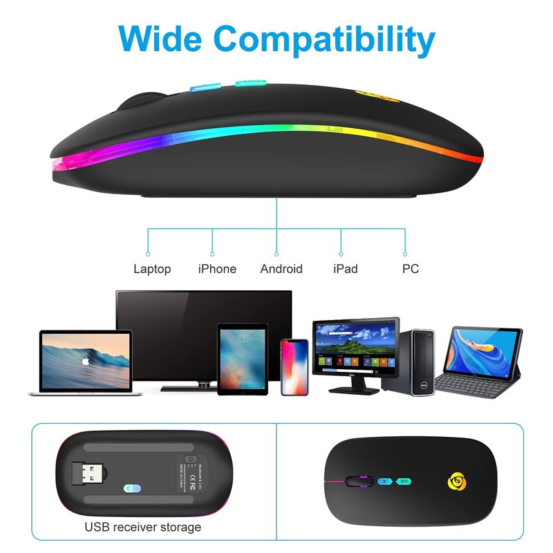 CC Store LED Wireless Bluetooth Mouse &2.4GHz Instant Connection,Rechargeable... gallery