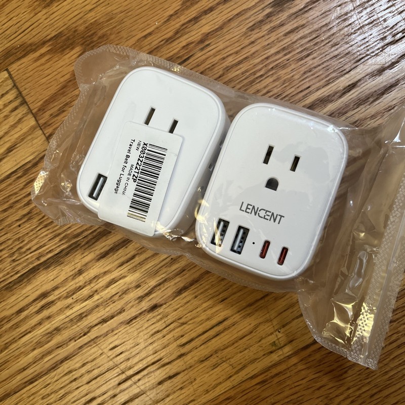 LENCENT 2 Pack Travel Power Adapter Schuko 4 USB 4 Outlet US to EU White