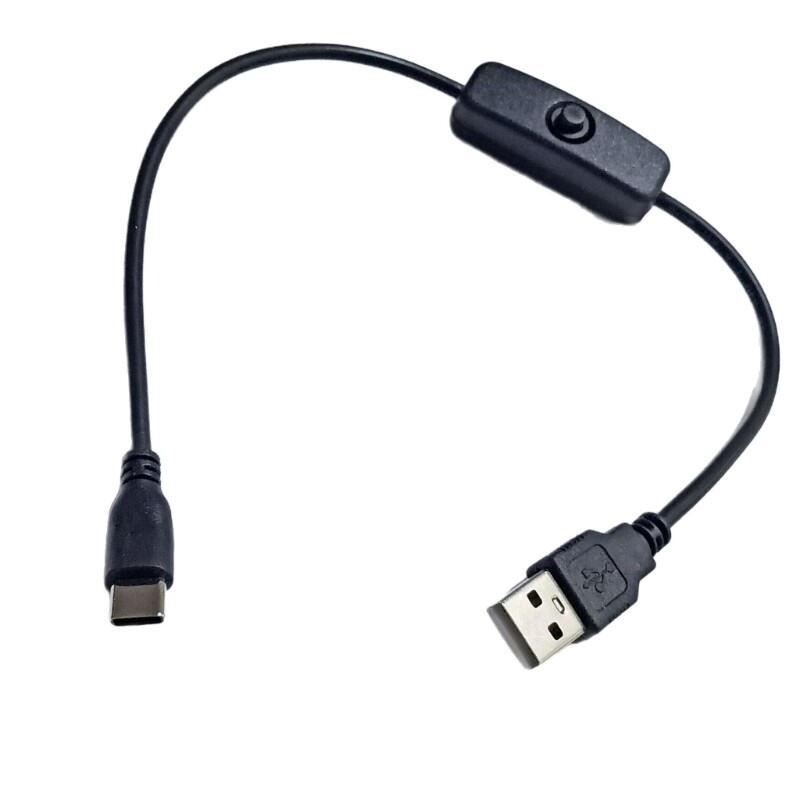 30cm Long USB to Type C Power Cable Extension Wire for LED Light Desktop Fan Toy
