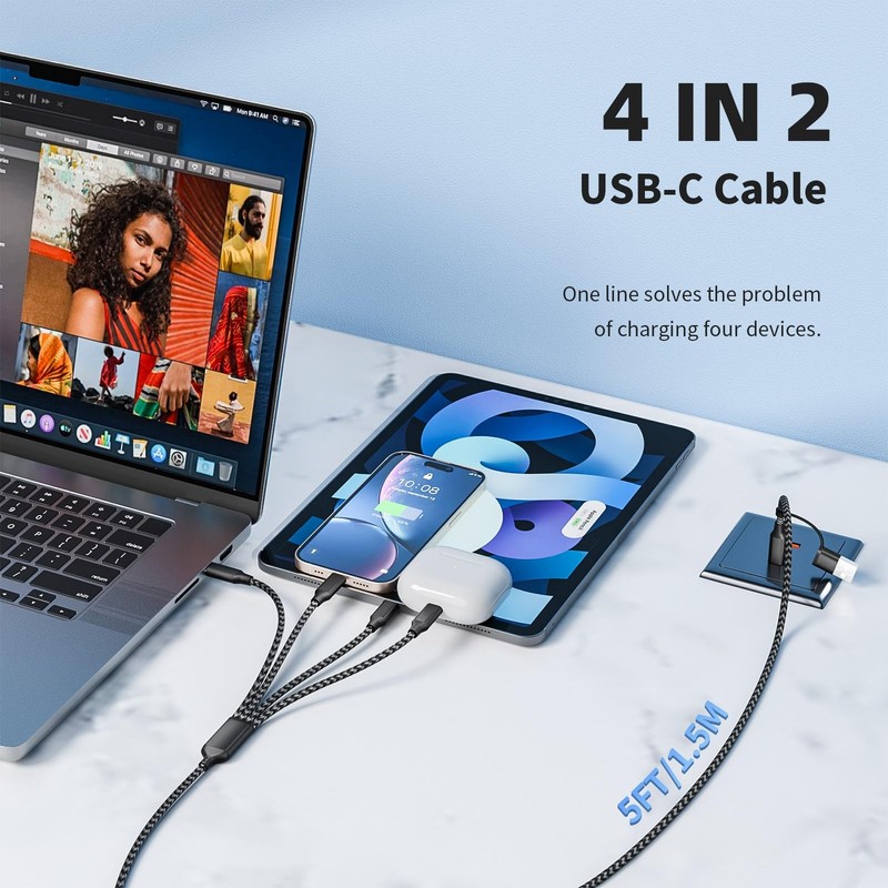 USB C Splitter Multi Charging Cable,USB A/C to USB C Charging Cord,Dual Type ... gallery