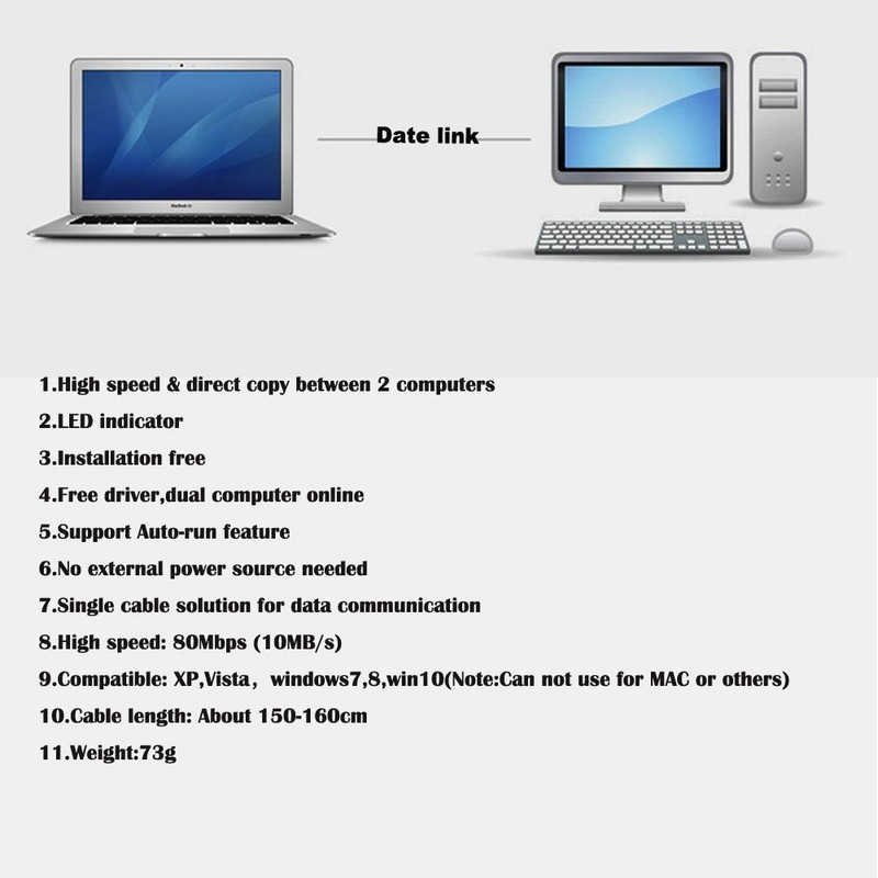 High Speed USB 2.0 Laptop To PC Data File Transfer Bridge Cable Link 1PC gallery