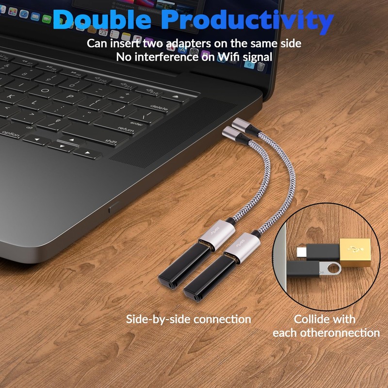 USB-C to USB 3.1 Adapter（2 Pack）, Nylon Braided Type-C OTG Cable USB C Male t... gallery