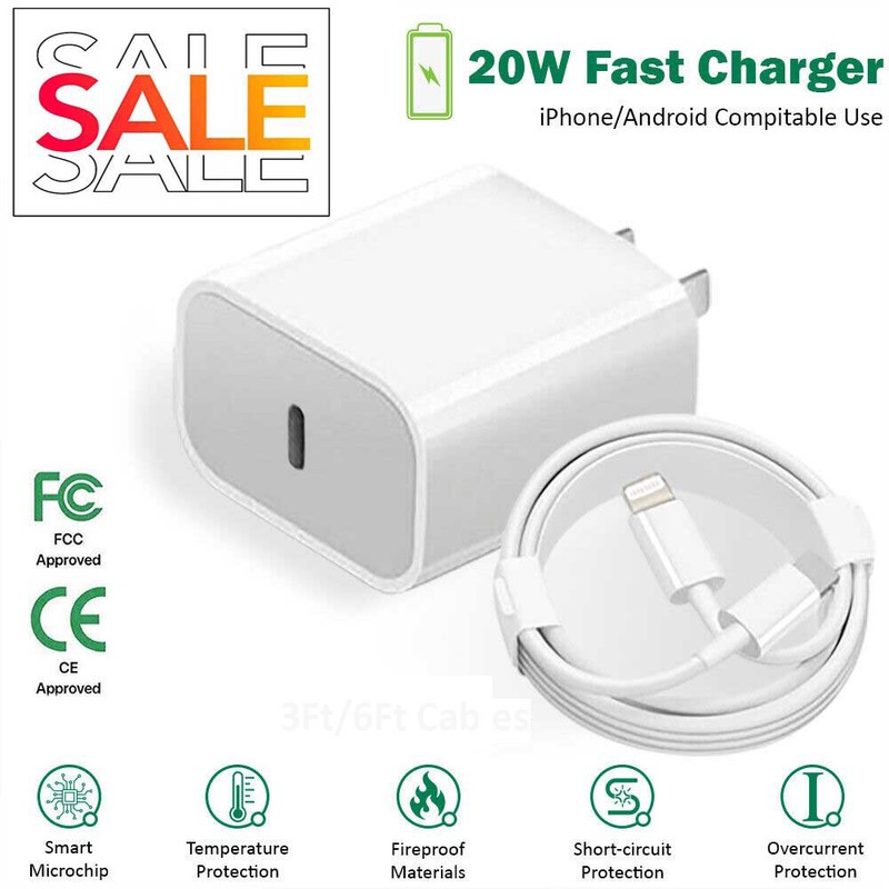 Fast Charger USB-C PD Power Adapter Cable Cord For iPhone 14 13 12 11 Pro Max XS