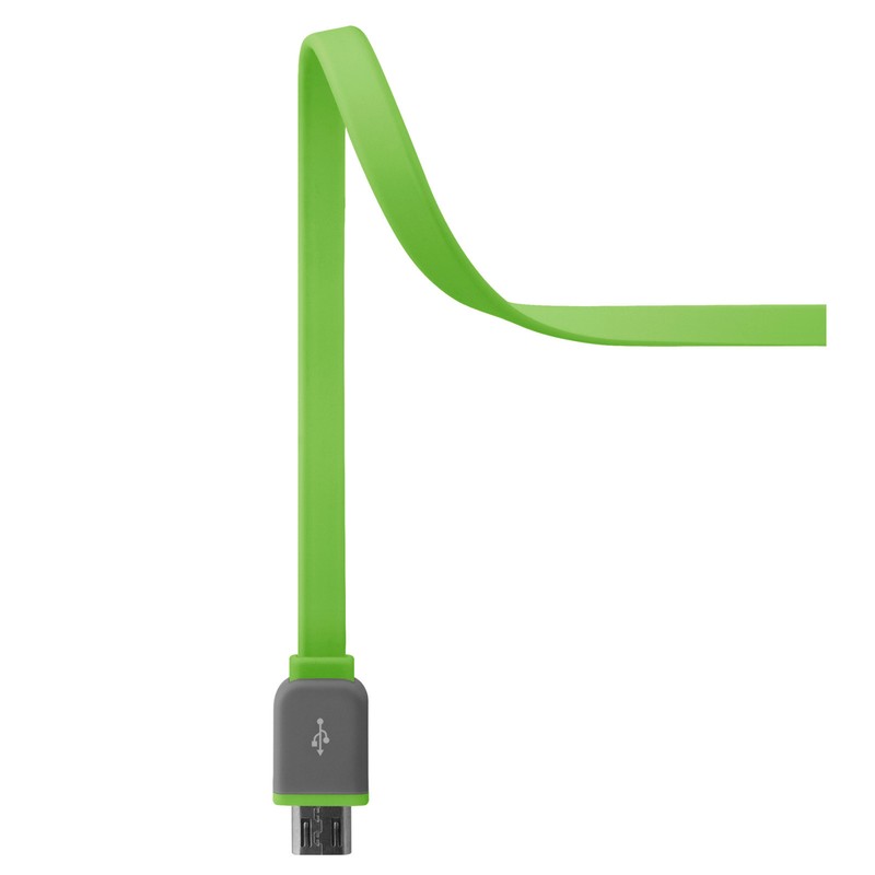 Merkury Cordies Rubber 5′ High Speed Flat Micro USB Cable, green, *NEW* FREE S&H