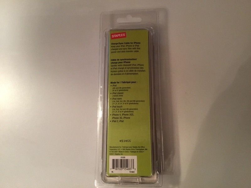 Staples 21225 Charge/Sync 3.5 Ft.Cable for iPhone, iPad, iPod Standard USB -NEW gallery