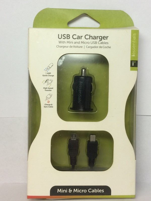 USB Car Charger W/ Mini & Micro USB Cables 3ft Cable Compact Travel Adapters gallery