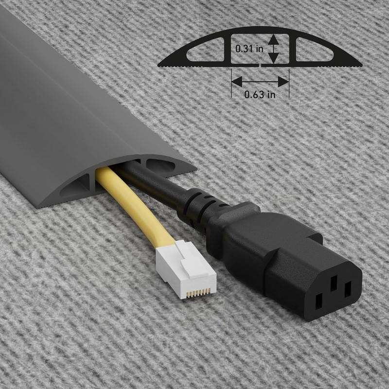 Flexible PVC Cable Protector - 6 Ft Non-Slip Cord Cover for Indoor Safety gallery