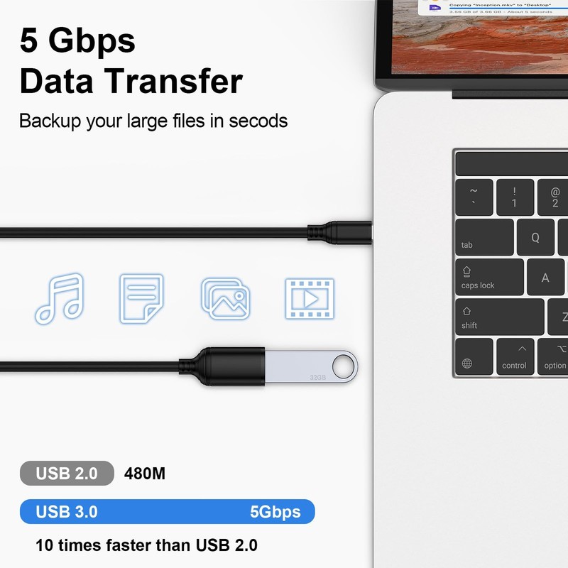 USB C to A Adapter Cable for Samsung Galaxy S26 Ultra S26+ 25 2-Pack gallery