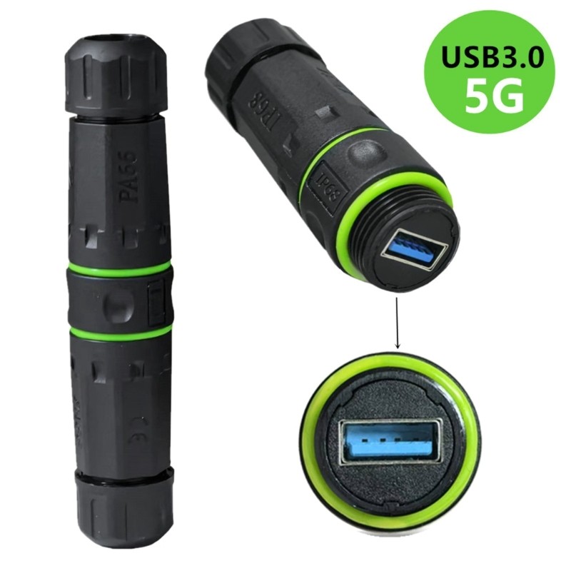 5Gpbs USB3.0 Pass Through Coupler Female to Female Waterproof USB3.0 Panel Mount gallery