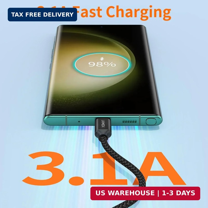 JXMOX Short USB C Cable (1ft 3-Pack), USB A to Type-C Charger Cord 3.1A Fast Cha gallery