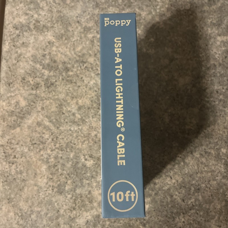 XO Poppy Maldives Blue USB-A To Apple Port Fast Charging Cable 10 Feet Long NIB gallery