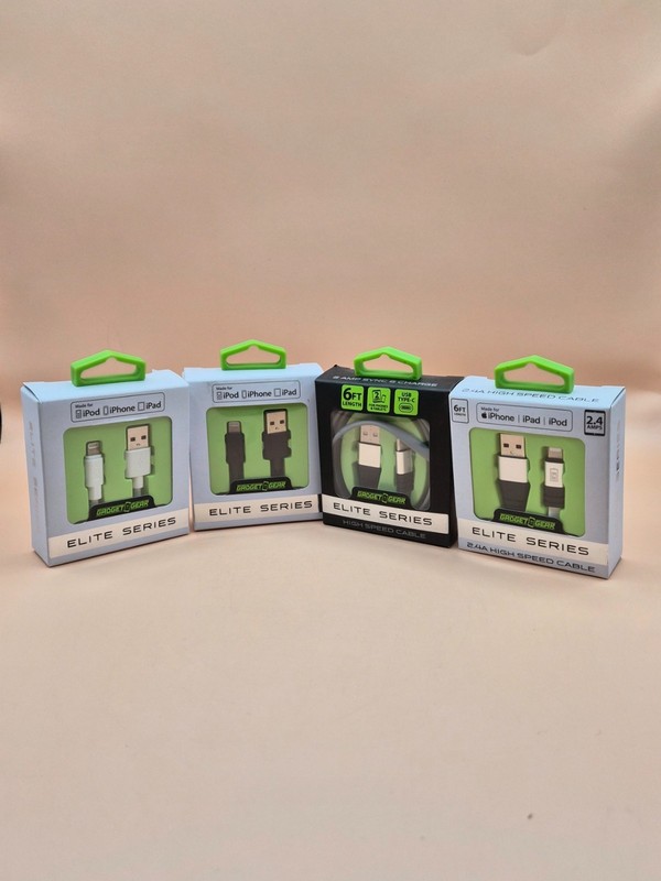 Lot of 4 Gadget Gear Elite Series High Speed Cables – Braided – NEW Bulk Pack