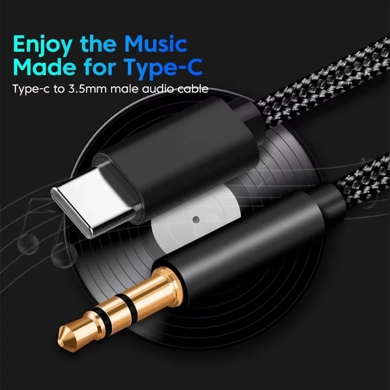 USB C to 3.5mm Aux Cable Audio Adapter Cord Car Speaker Headphone Jack Male 3.5