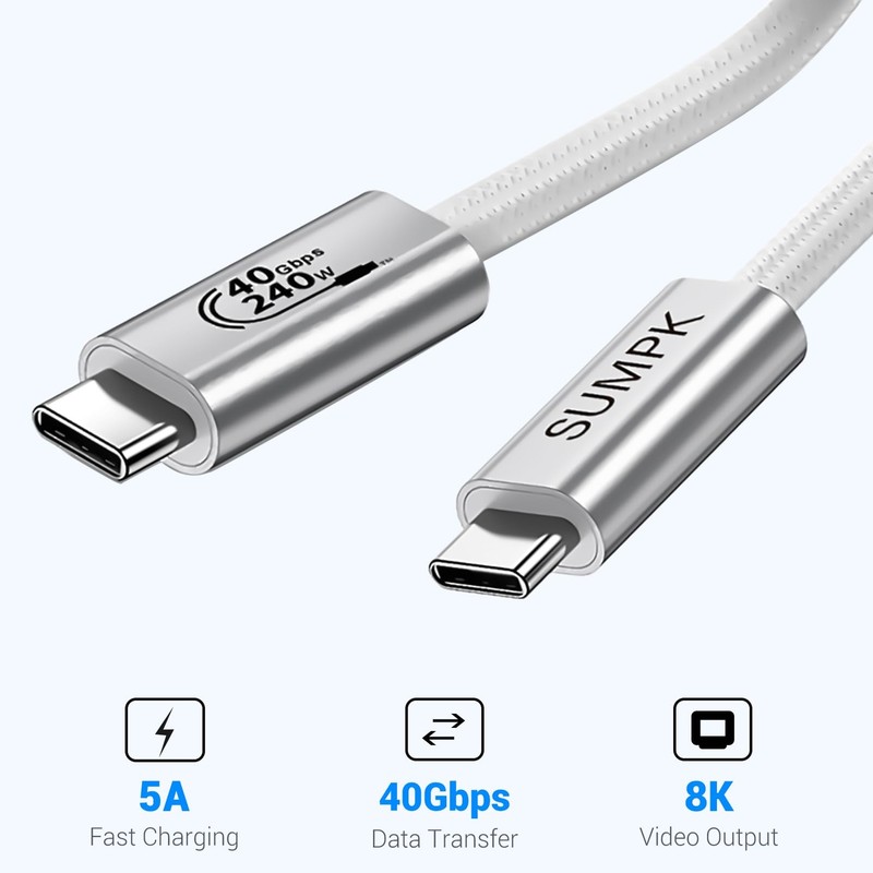 USB4 Cable 2 Pack 240W 40Gbps USB C to USB C 1FT 8K Video Thunderbolt 4 gallery