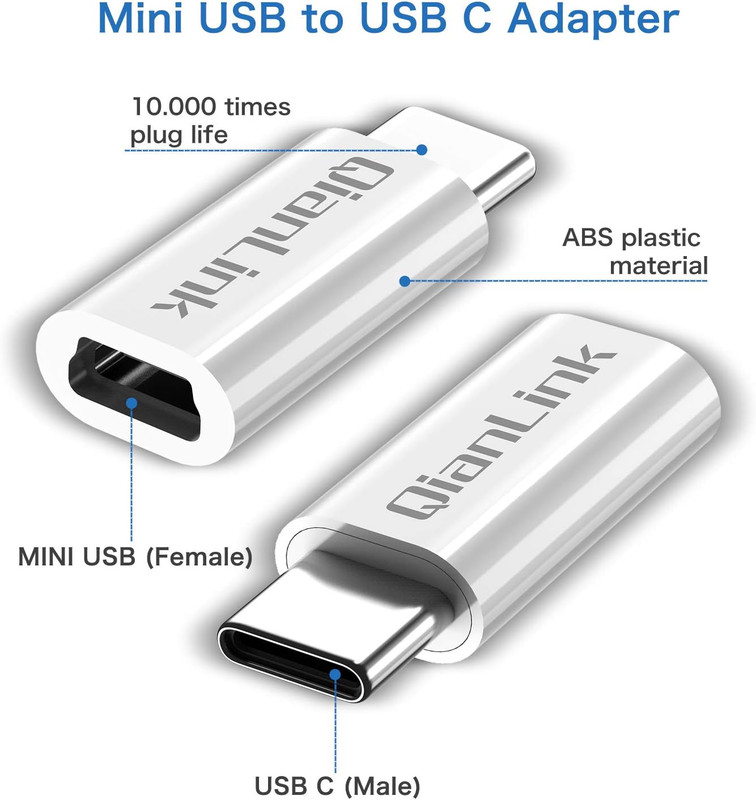 Mini USB to USB C Adapter, (2-Pack) Mini USB Female to USB C Male Convert Chargi gallery