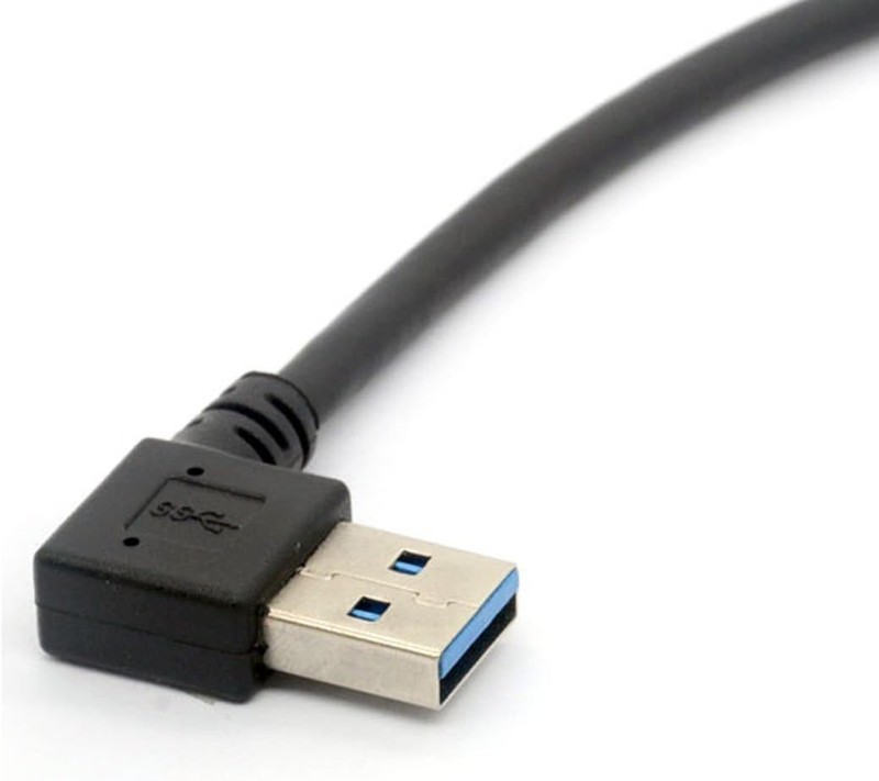 30cm USB C to USB 3.0 Right Angle Cable, Fast Sync & Charge, Black gallery