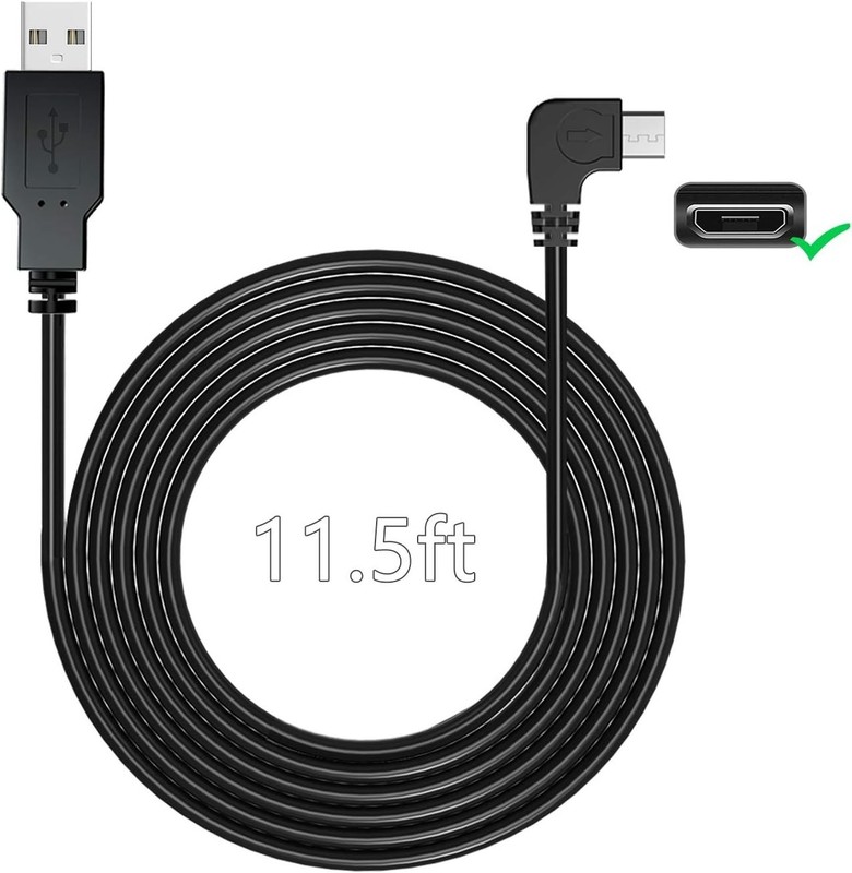 Charging Power Cable for Dash Cam, (11.5 Ft) USB 2.0 to Micro USB Car Vehicle Po