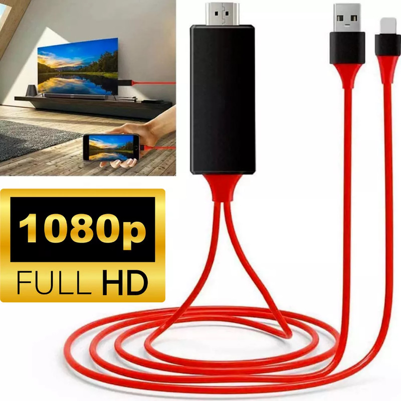 iPhone 14 13 12 11 X 6 7 8 iPad HDMI Mirroring Cable Phone to TV HDTV Adapter