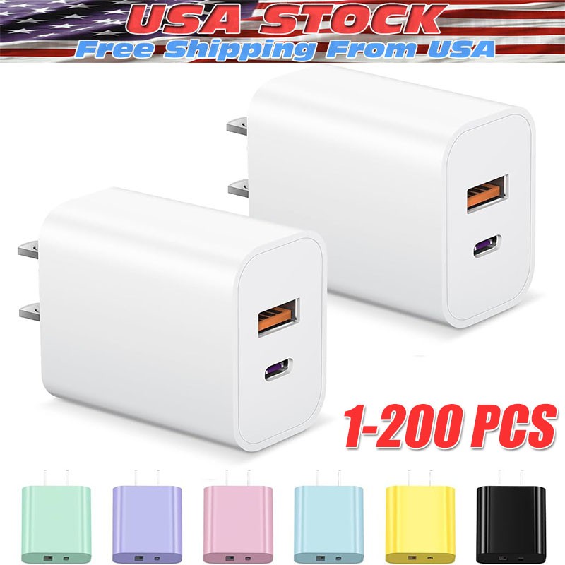 For iPhone 17 16 15 11  20W Fast Charger Block USB Type C Wall Power Adapter Lot