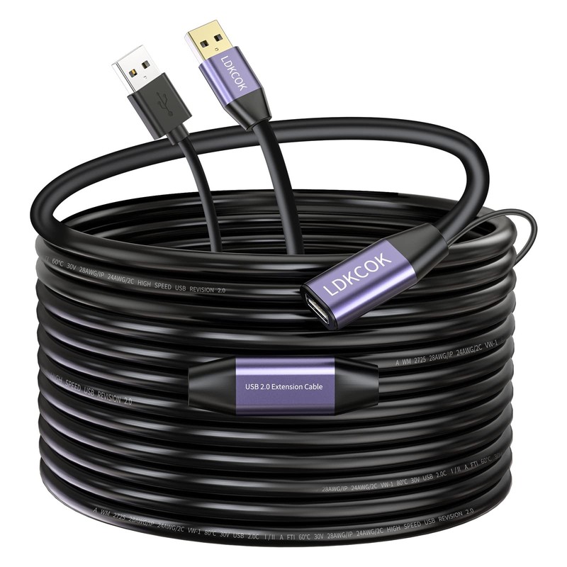 LDKCOK USB 2.0 Type A Male to A Female Active Repeater Extension Cable 60ft, Hig