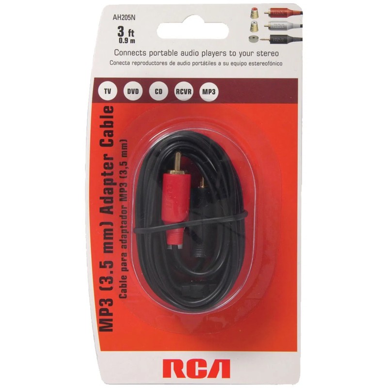 RCA AH205R MP3 3.5mm to 2 RCA Plugs Y-Adapter, 3ft gallery