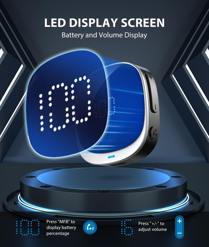 AUX Bluetooth Adapter for Car, [LED Screen] Bluetooth 5.3 Receiver for Speake... gallery