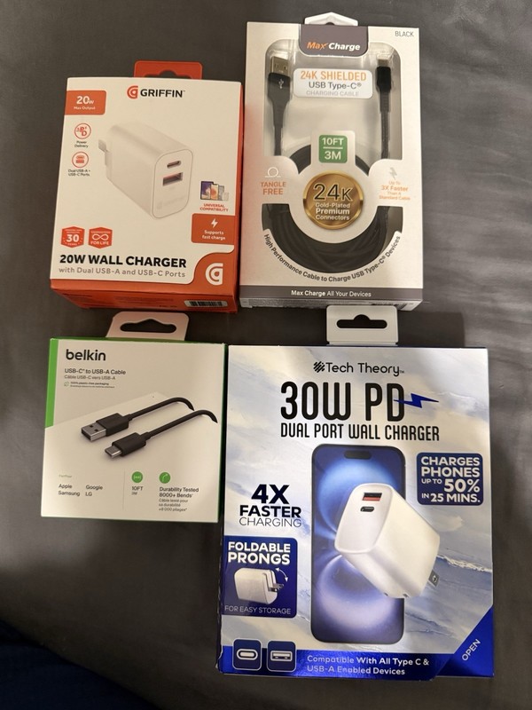 USB-C Charger Bundle Fast Charging Wall Block and Cables Belkin Griffin