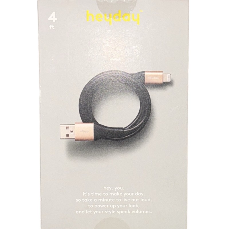 4’ Lightning to USB-A Round Cable - heyday Black/Gold MFi-Certified New In Box gallery
