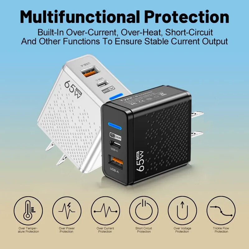 65W Super Fast Charging USB Type C Wall Charger For iPhone 17e Pro Max 16 15 14 gallery