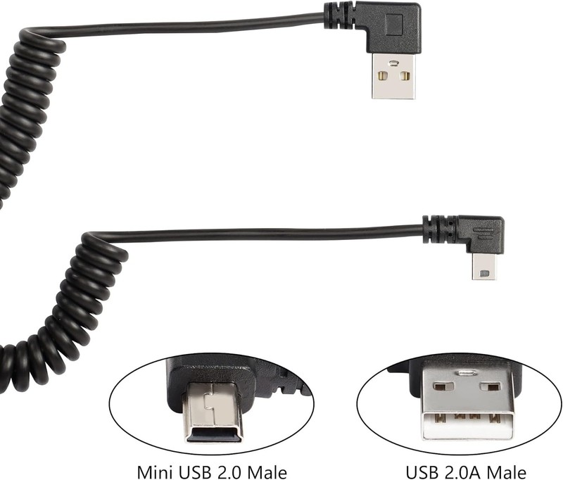Mini USB Coiled Cable, Right Angle Sync Charging Spring Spiral Cord for Mini... gallery