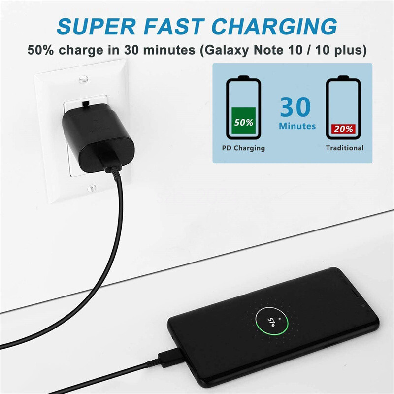 25W Super Fast Charging Charger Adapter USB-C For Samsung Galaxy S10 A23 A53 A73 gallery