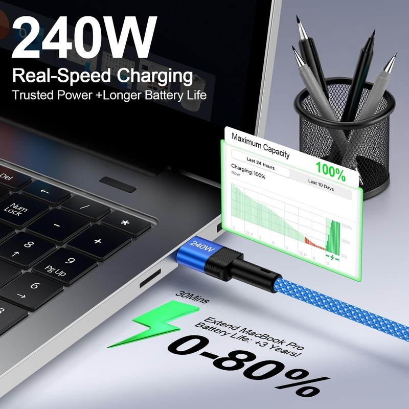240W Fast USB C to USB C Cable 3FT for iPhone 17e 17 Air 17 Pro Max 16e 16 15... gallery