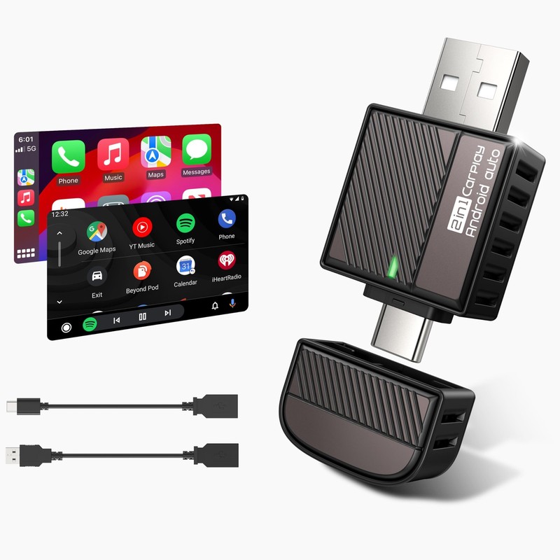 ByteWave Wireless Android Auto & CarPlay Adapter 2-in-1 Converts Wired to Wir…