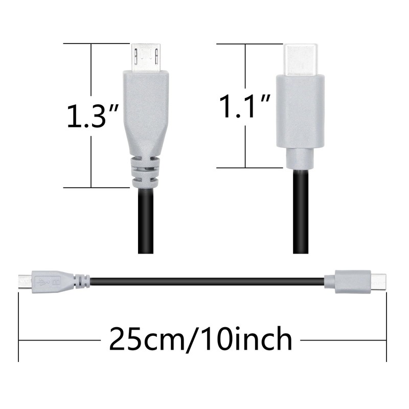 3 PCS 10 Inch Short USB C To Micro USB Data Charging Cable Converter OTG gallery