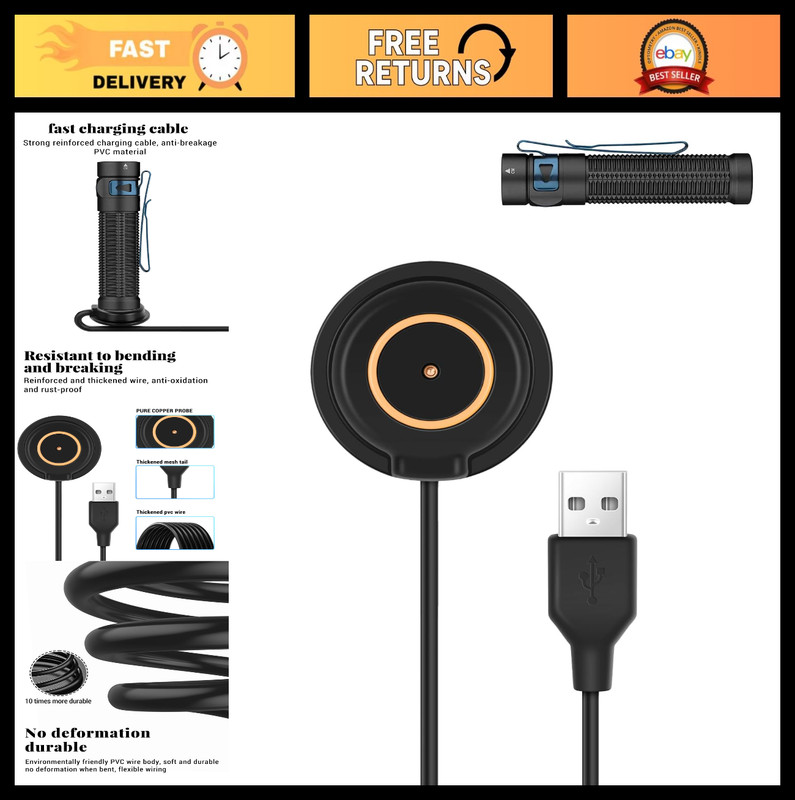 Magnetic Fast Charging Cable for OLIGHT Baton3 Pro, Odin, PL-Pro, Seeker 3 Pro