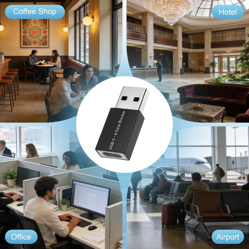 2 Pcs USB Data Blocker, USB A to C Data Protector Black gallery