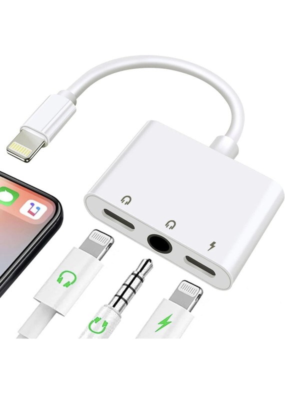 3 in 1 Dual 3.5mm Headphone Jack Adapter – Earphone Jack Audio & Charging – New