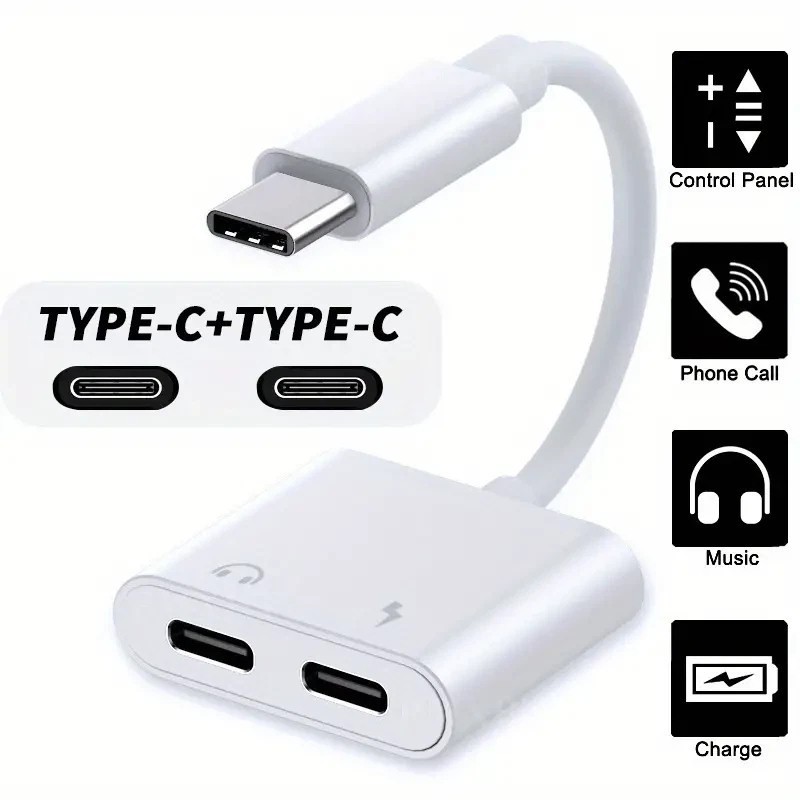 2 in 1 Charger and Headphone USB Type C to 3.5mm Aux Audio Cable Cord Adapter gallery
