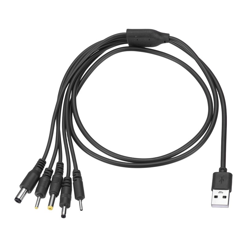 USB to DC Power Charging Cable, 5V Round Plug Connector 39″, Black