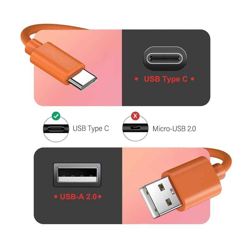 YEAOI Charger for Ring Battery Doorbell, Camera USB C Charging CABLE, Orange gallery