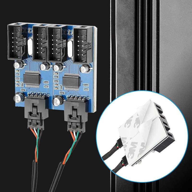 9 Pin USB Header 1 to 4 Female Extension Splitter, USB 2.0 Splitter Cable Con... gallery