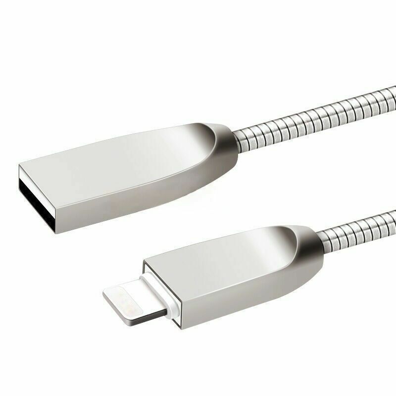 8-pin to USB 2.0 Metal Braided Data Sync Charging Cable For iPhone iPad