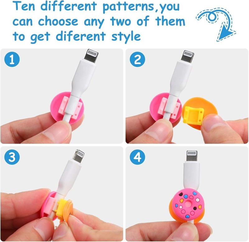 40-Piece Colorful Cartoon Charger Cable Protectors - Cute & Flexible Accessories gallery