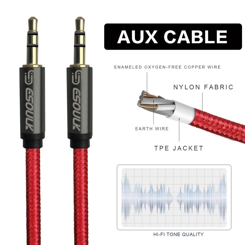 New 10 Ft 3.5mm Music Cable - iPod to Car Stereo AUX / Auxillary Wire Cord RED gallery