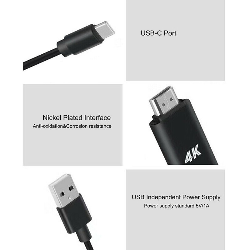 USB-C to 4K HDMI Adapter AV Cable TV Video Hub TYPE-C Charger Port for Tablets gallery