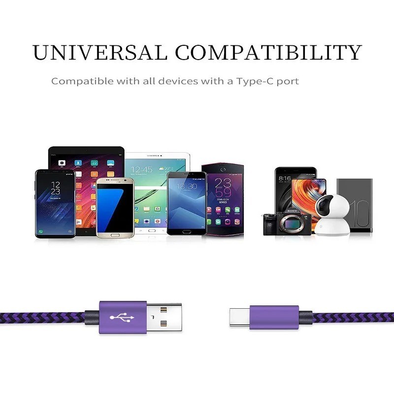 USB-C Fast Charging Cable Braided Nylon USB-A to Type C Cord 1M 2M 3M Android gallery